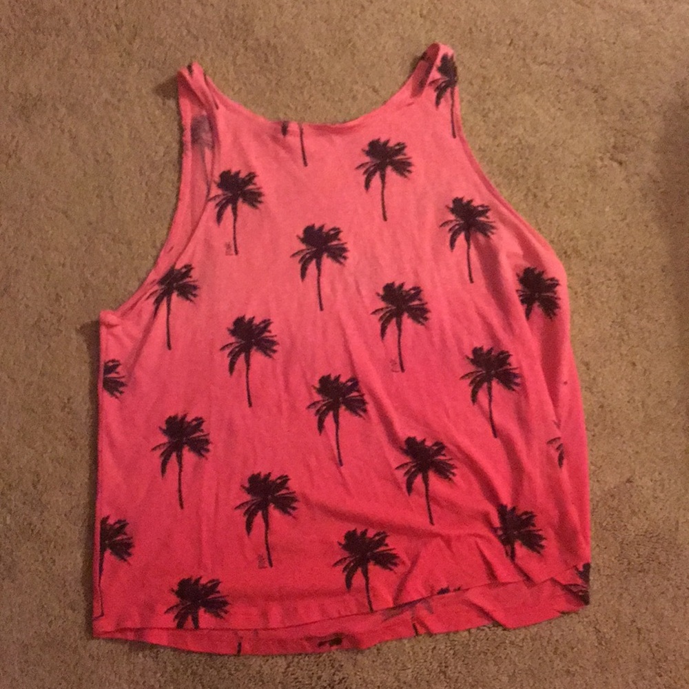 Pink with tropical trees